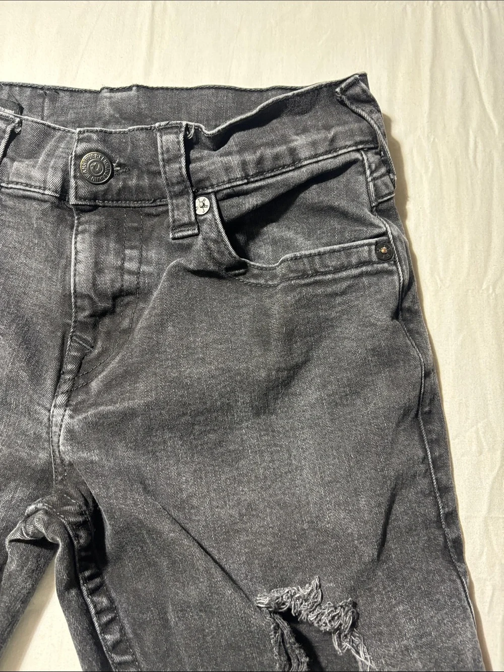 True Religion Ricky Men’s Size 30 Black Distressed Cutoff Denim Shorts